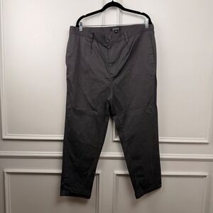 Elwood Mens Pleated Chino Pants Charcoal Gray Stretch Trousers Size 38